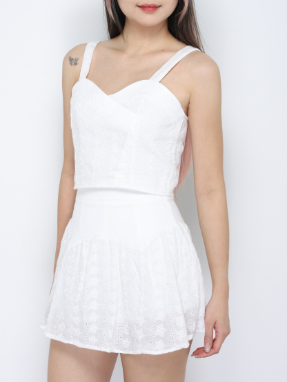 Sleeveless Top With Skirt Pant Set 34826