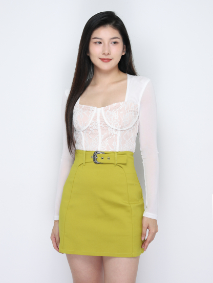 High Waist With Belt Skirt Pants 34854