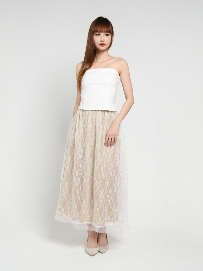 Tube Top With Lace Skirt Set 35039