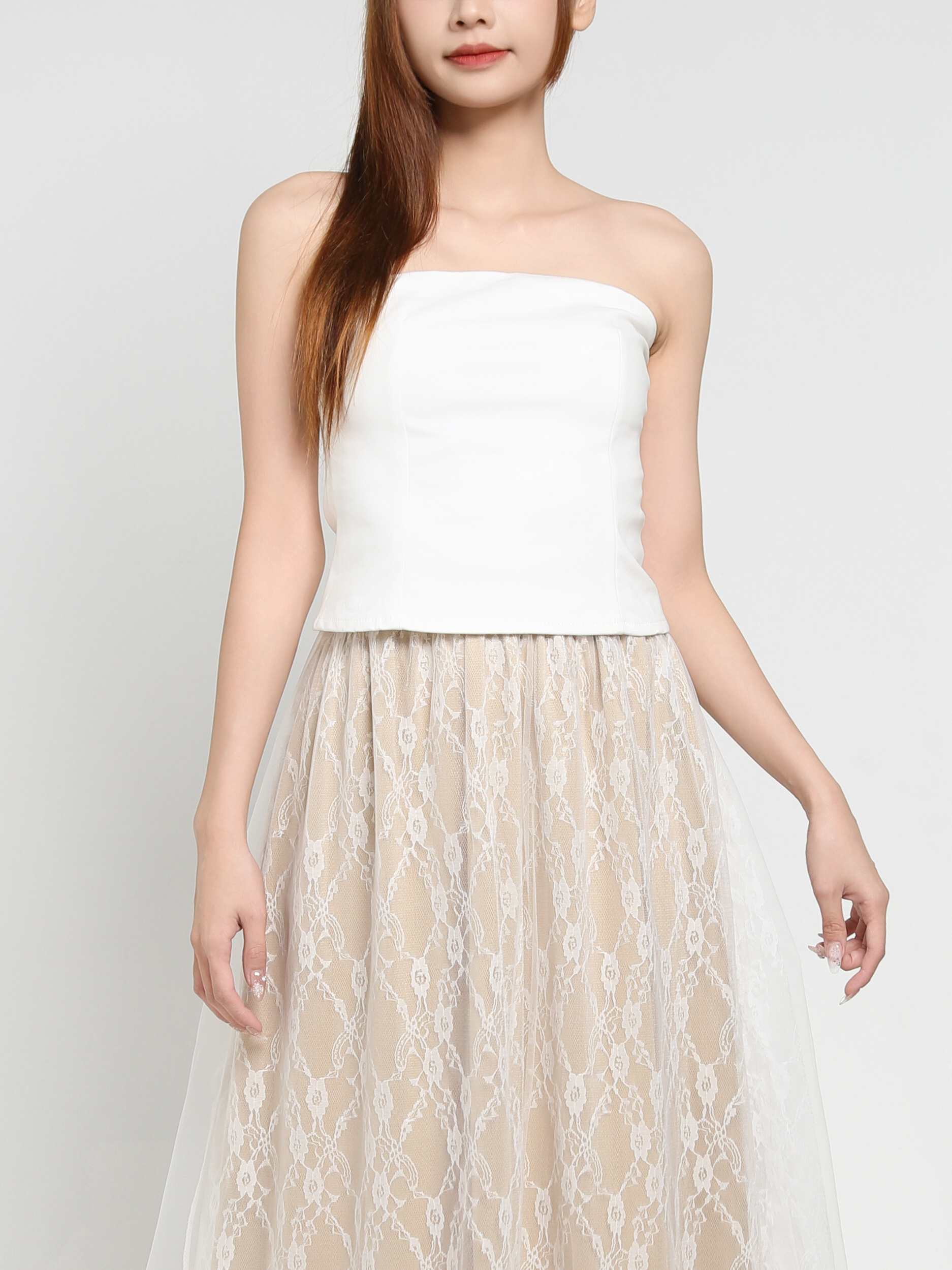 Tube Top With Lace Skirt Set 35039