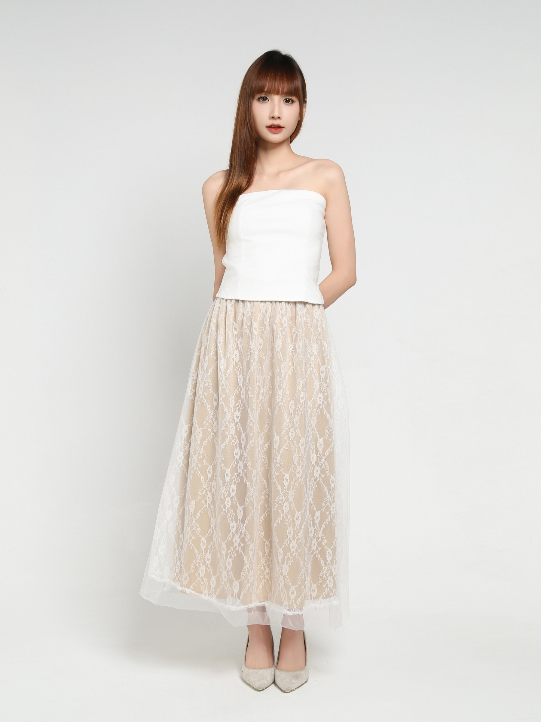 Tube Top With Lace Skirt Set 35039