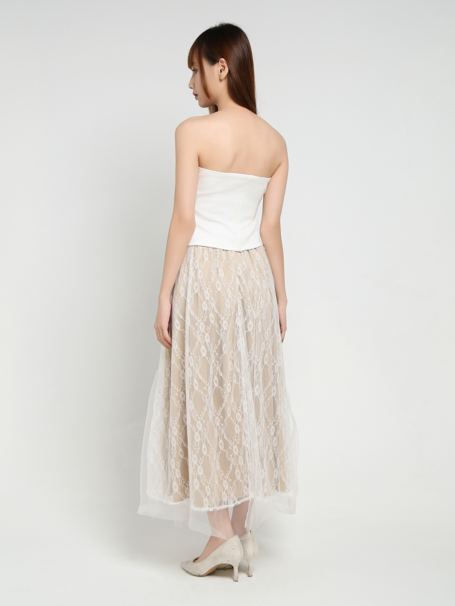 Tube Top With Lace Skirt Set 35039