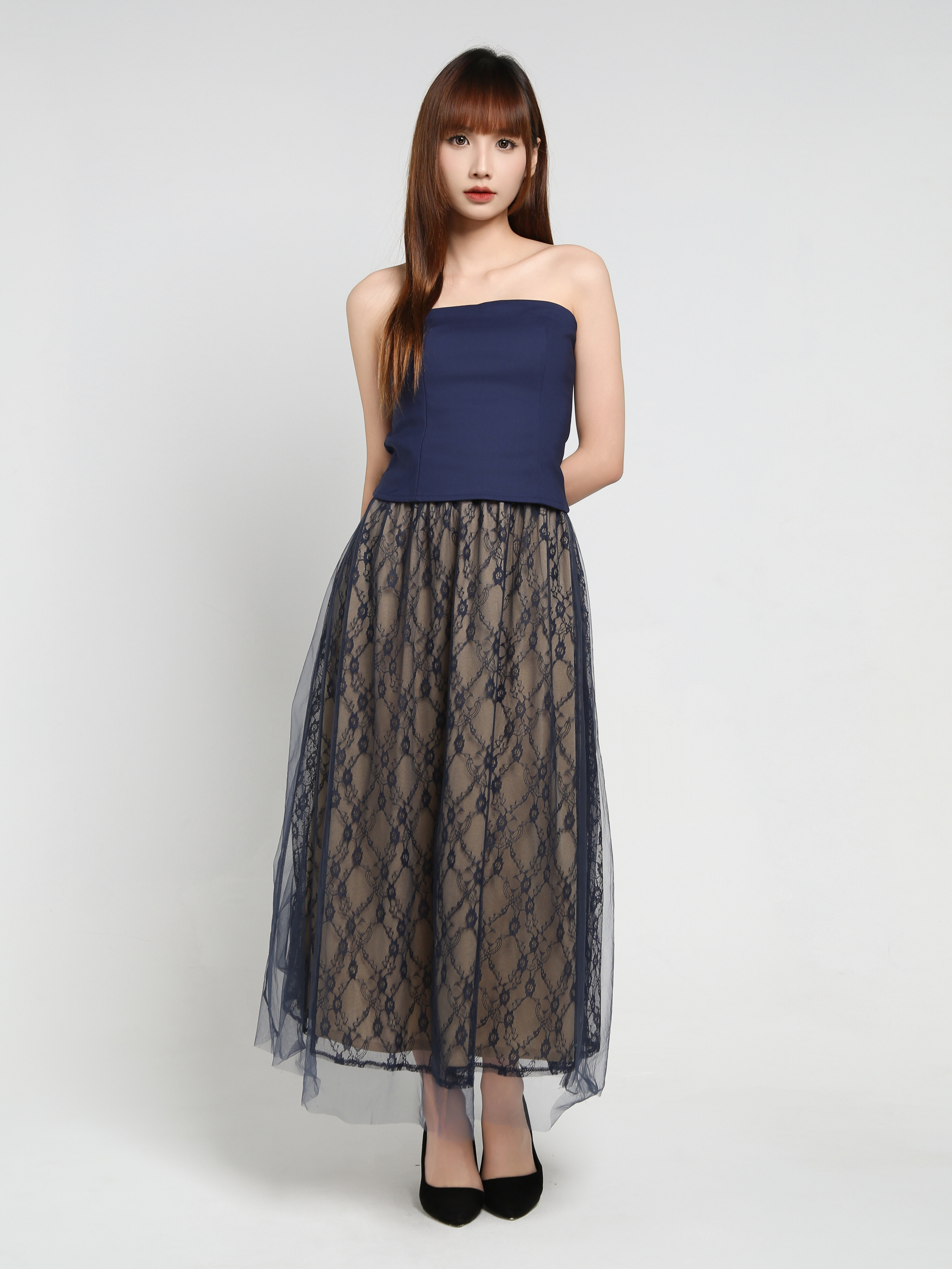 Tube Top With Lace Skirt Set 35039