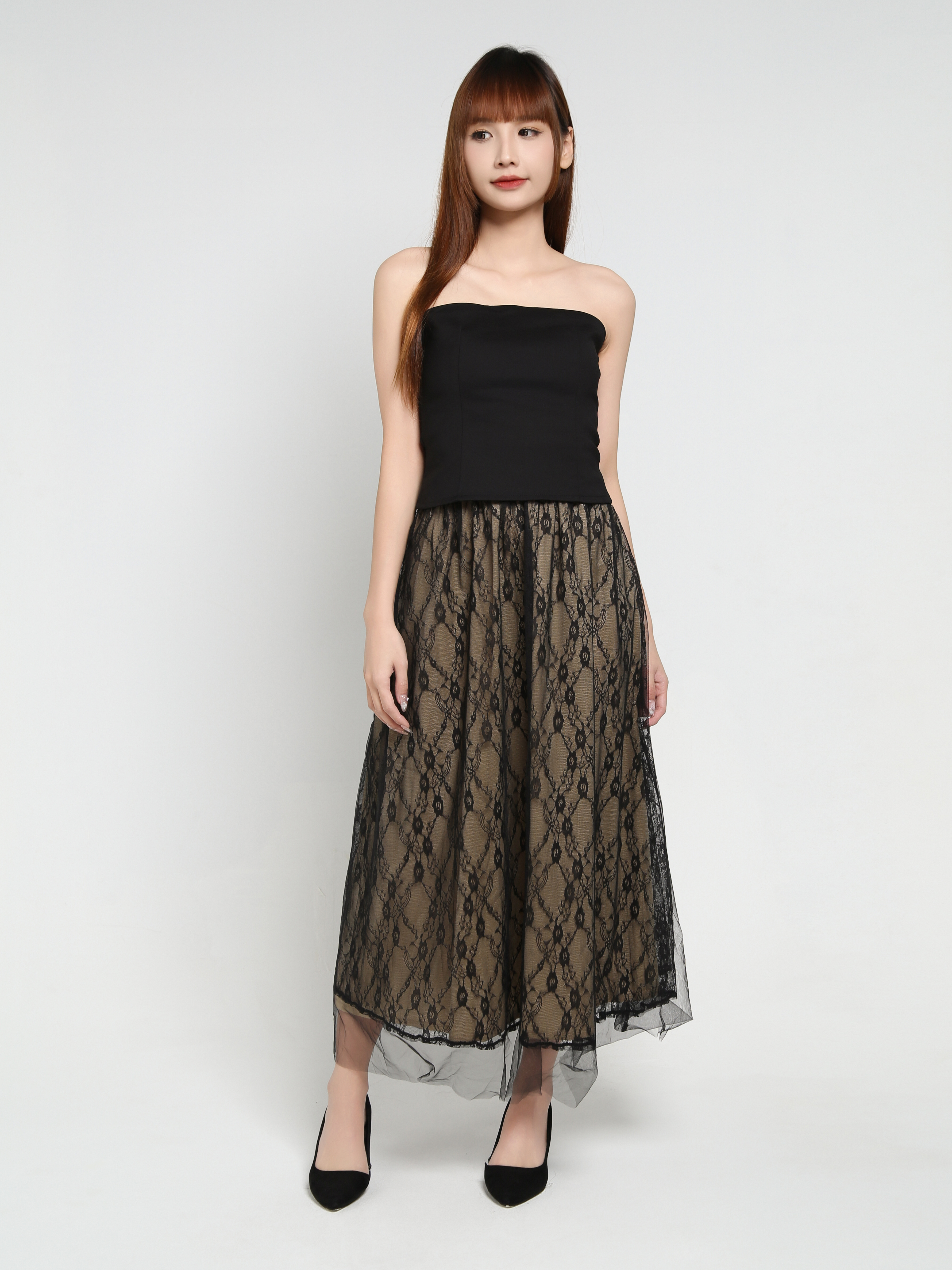 Tube Top With Lace Skirt Set 35039