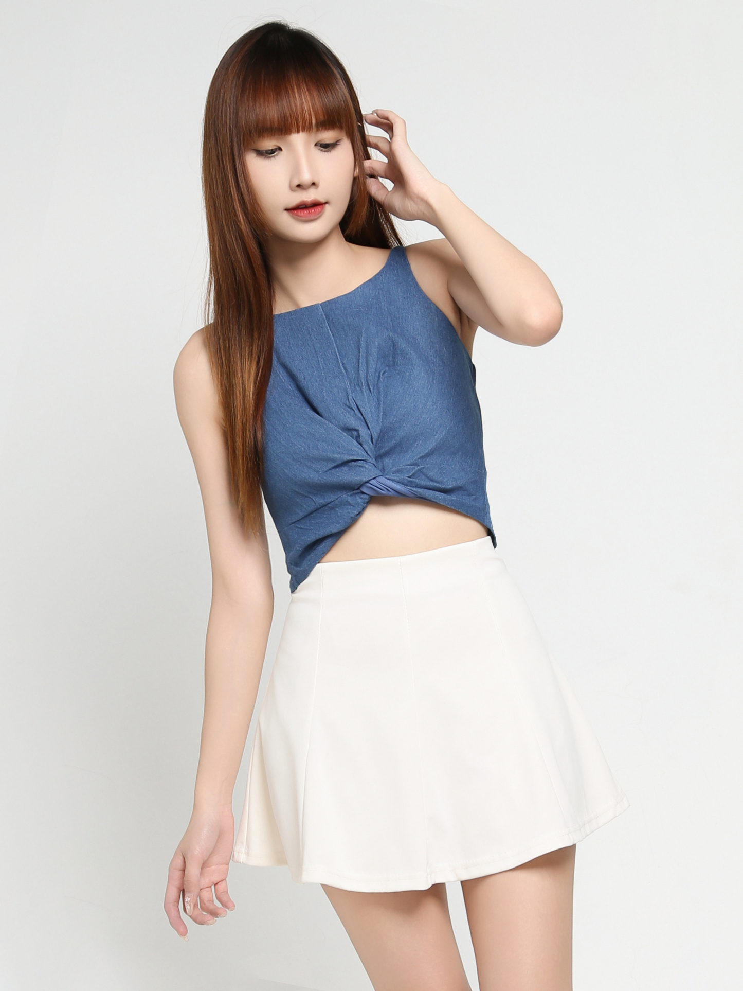 Sleeveless Denim Twist Top 35040