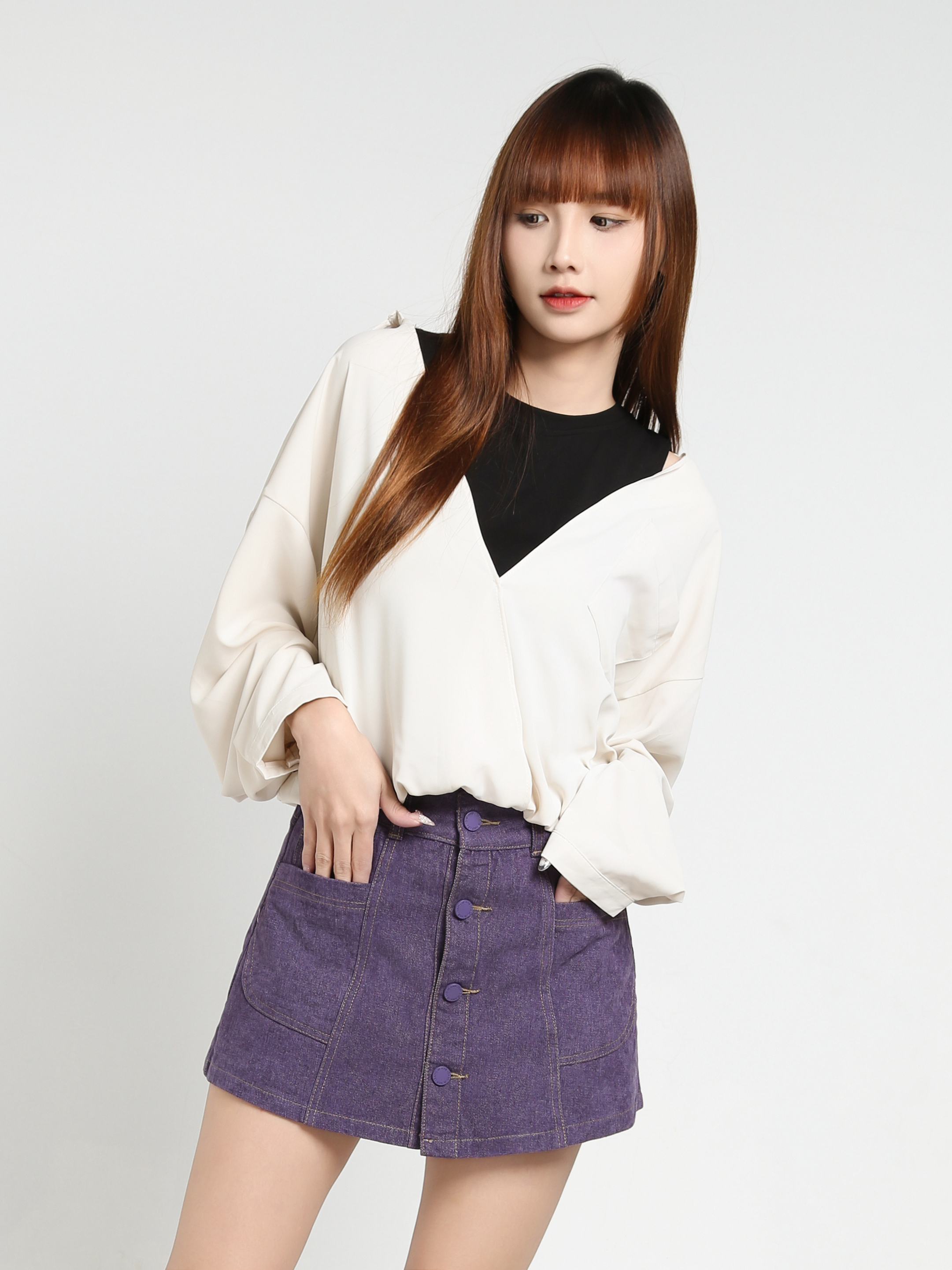 Front Breasted Button Skirt pants 35146