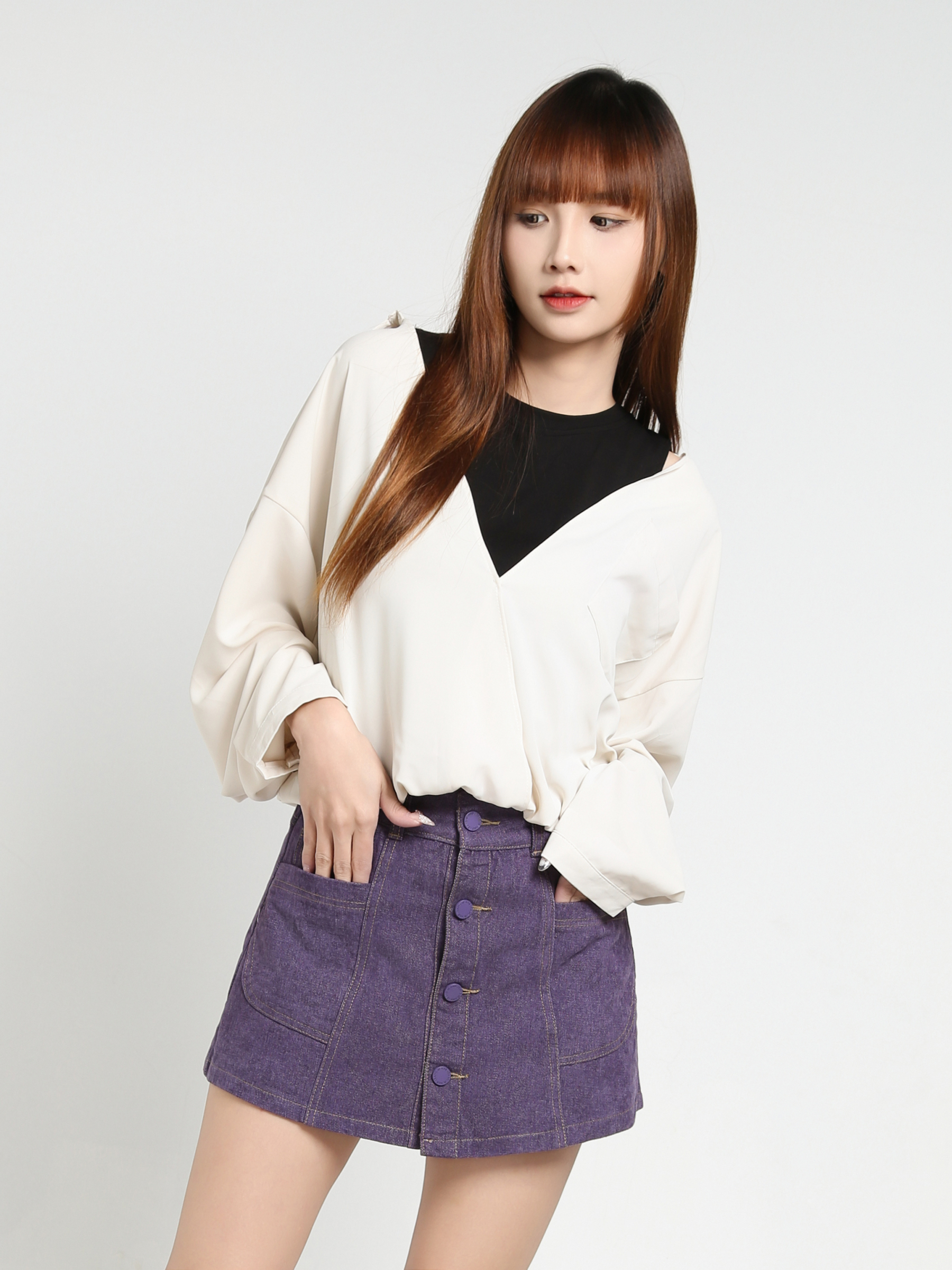 Front Breasted Button Skirt pants 35146