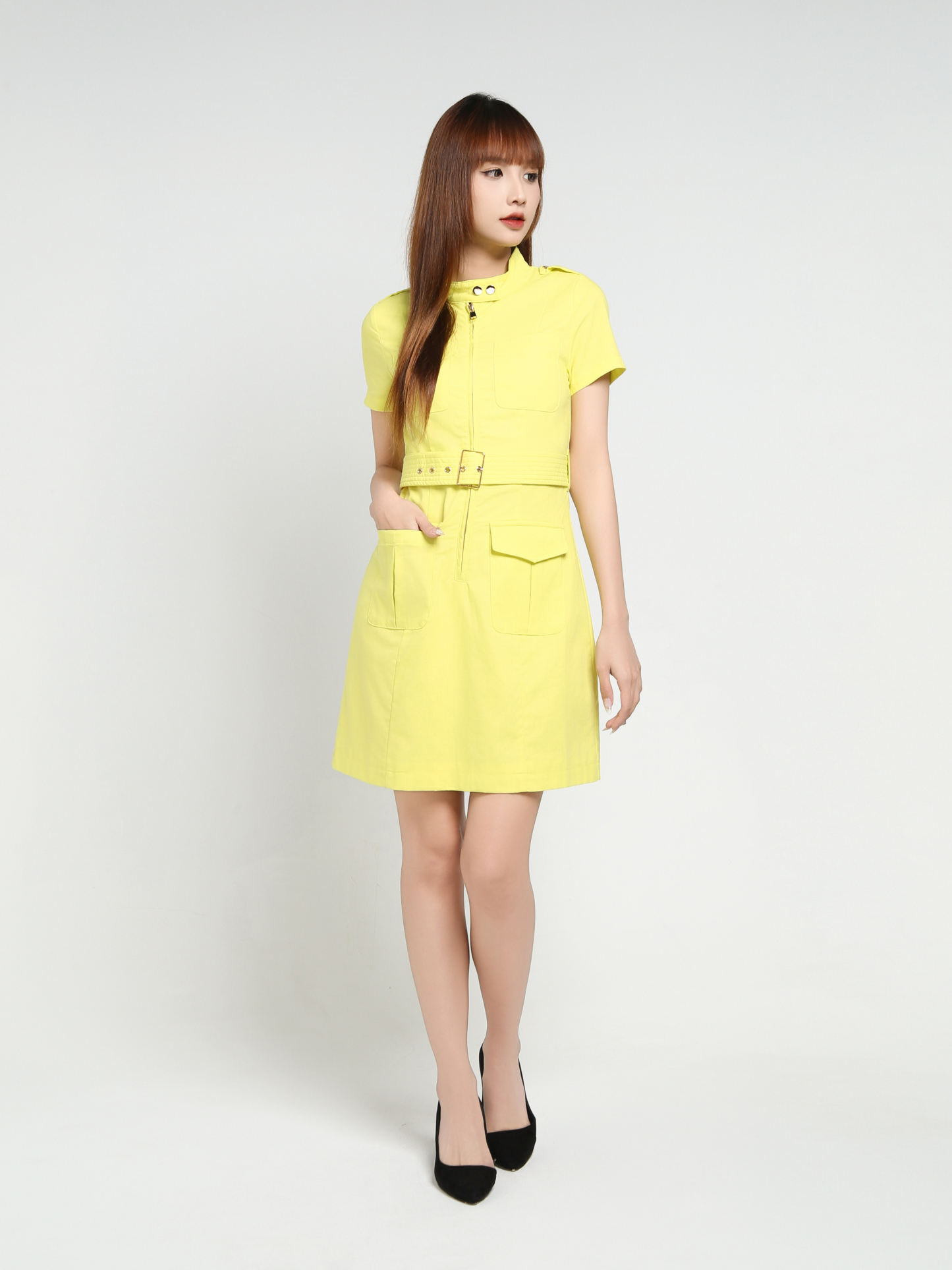 Front Zip With Belt Dress 35056