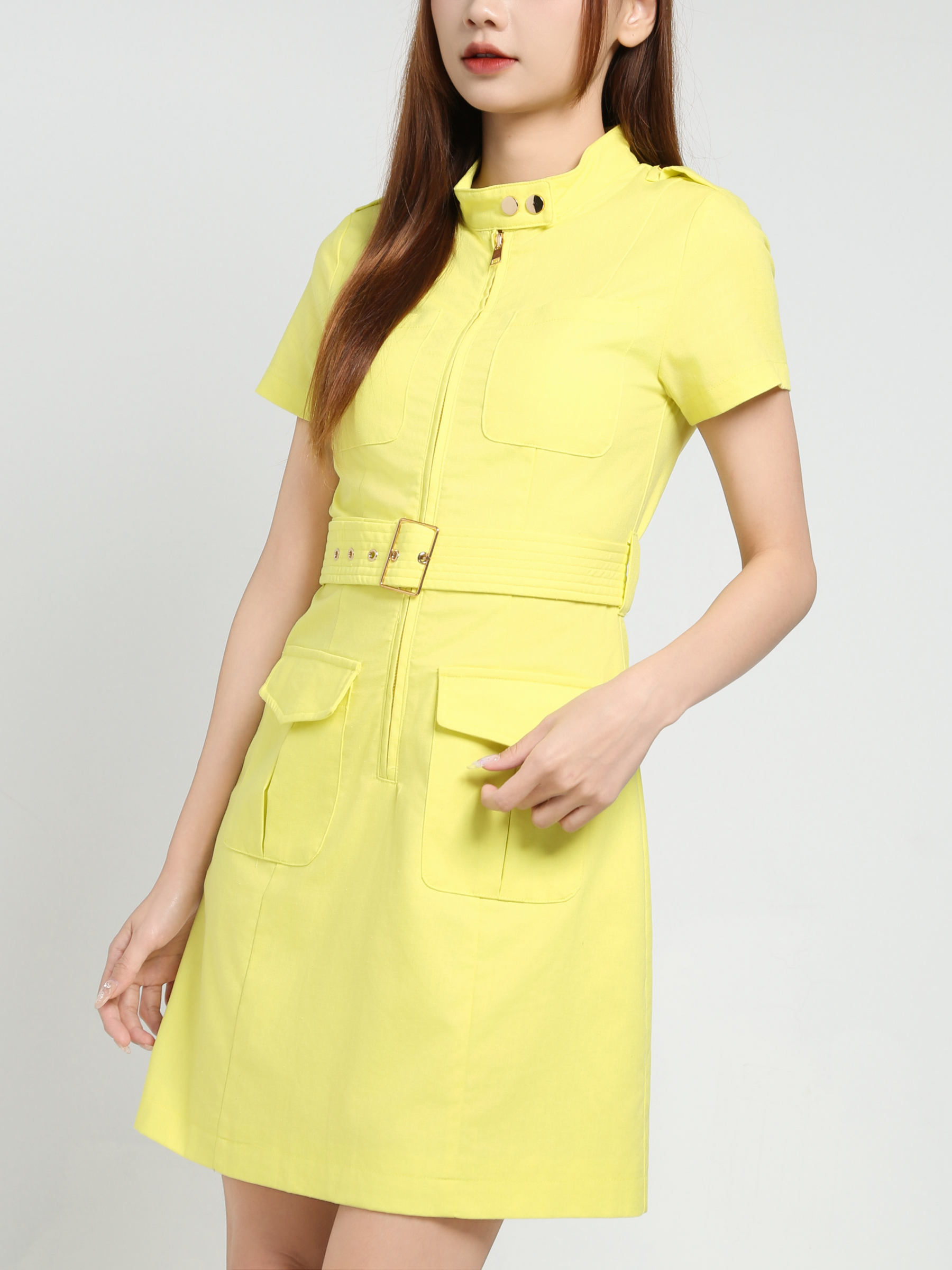 Front Zip With Belt Dress 35056