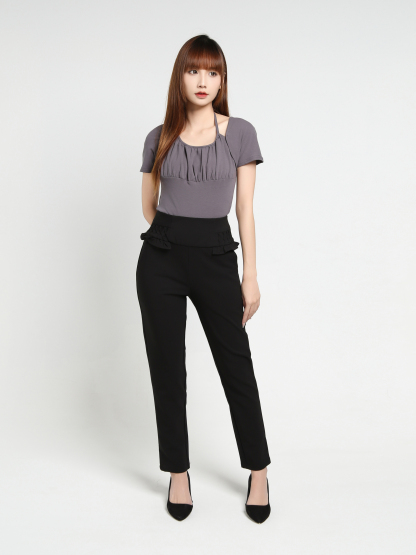 Side Pocket Back Zip Long Pants 35191