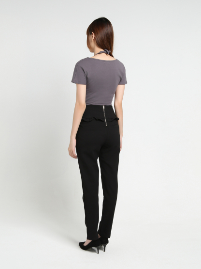 Side Pocket Back Zip Long Pants 35191