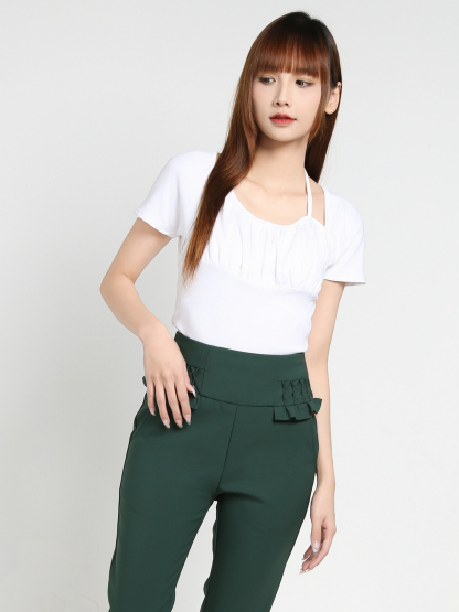 Side Pocket Back Zip Long Pants 35191