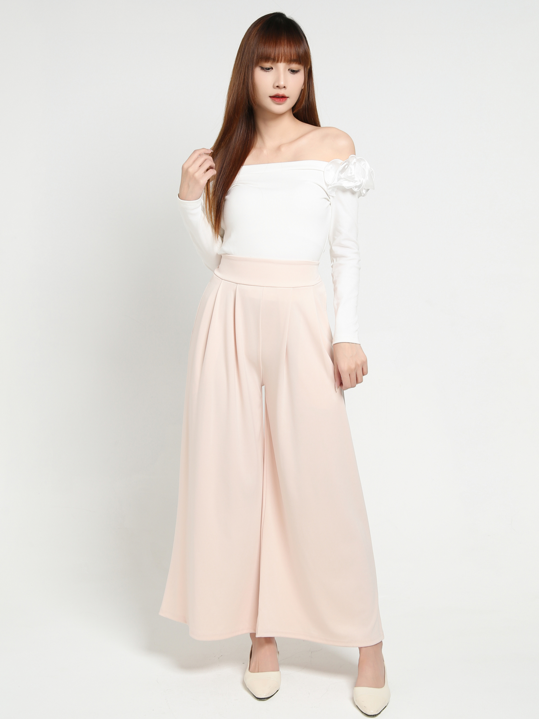 High Waist Pleated Long Pants 35082