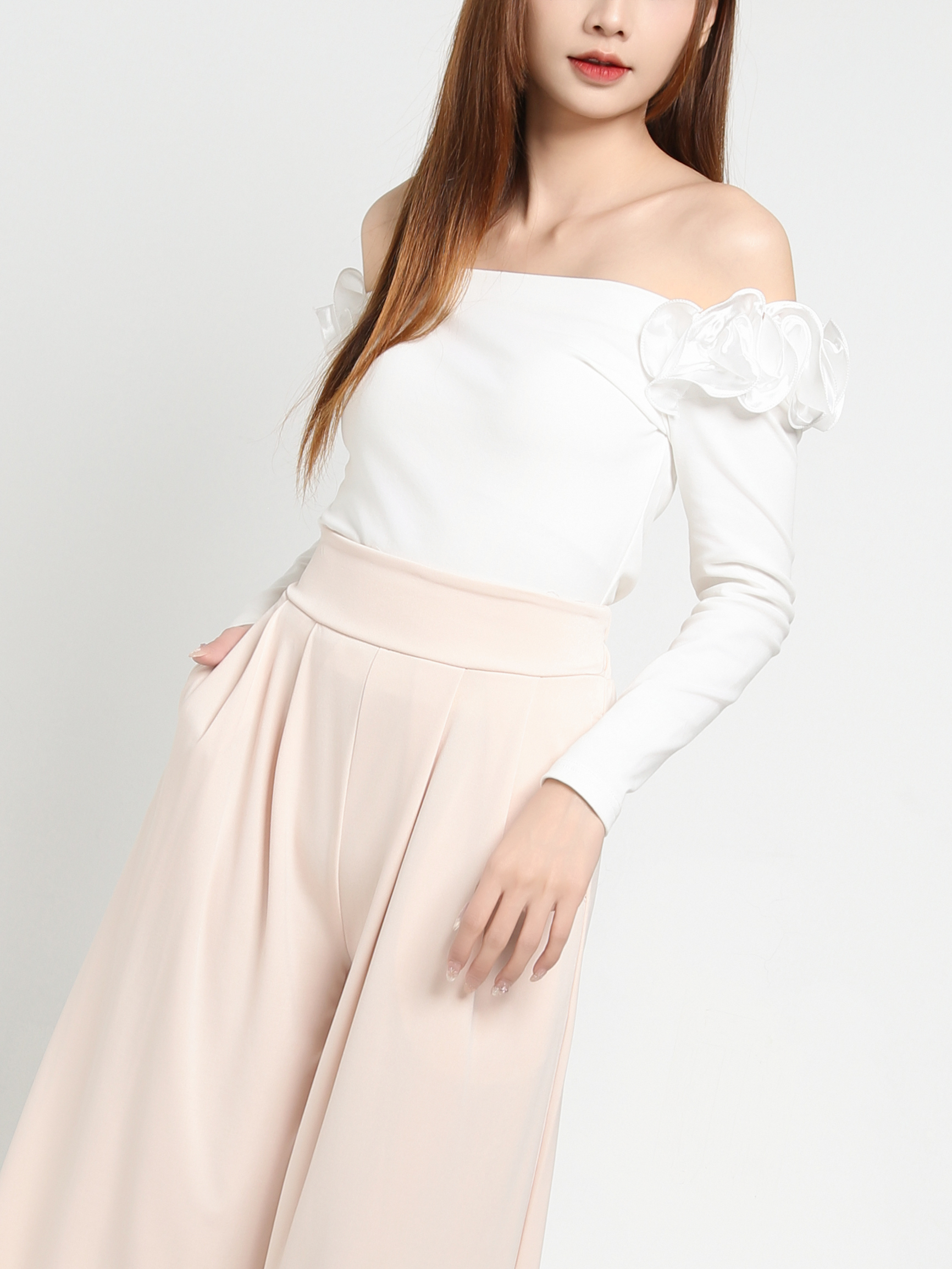 High Waist Pleated Long Pants 35082