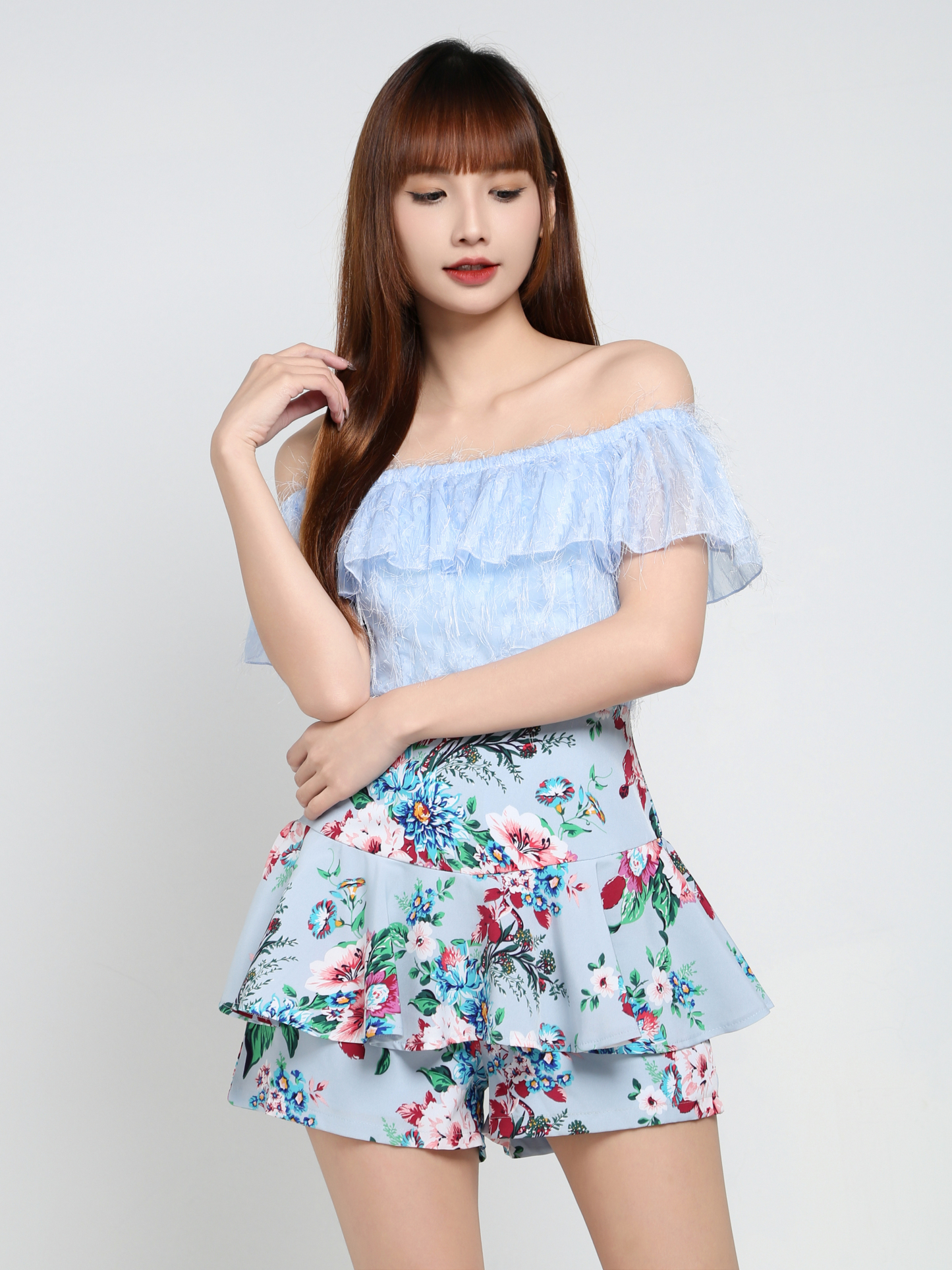 Off Shoulder With Floral Jumpsuit 35124