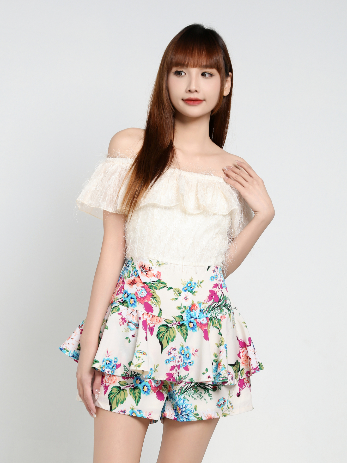 Off Shoulder With Floral Jumpsuit 35124