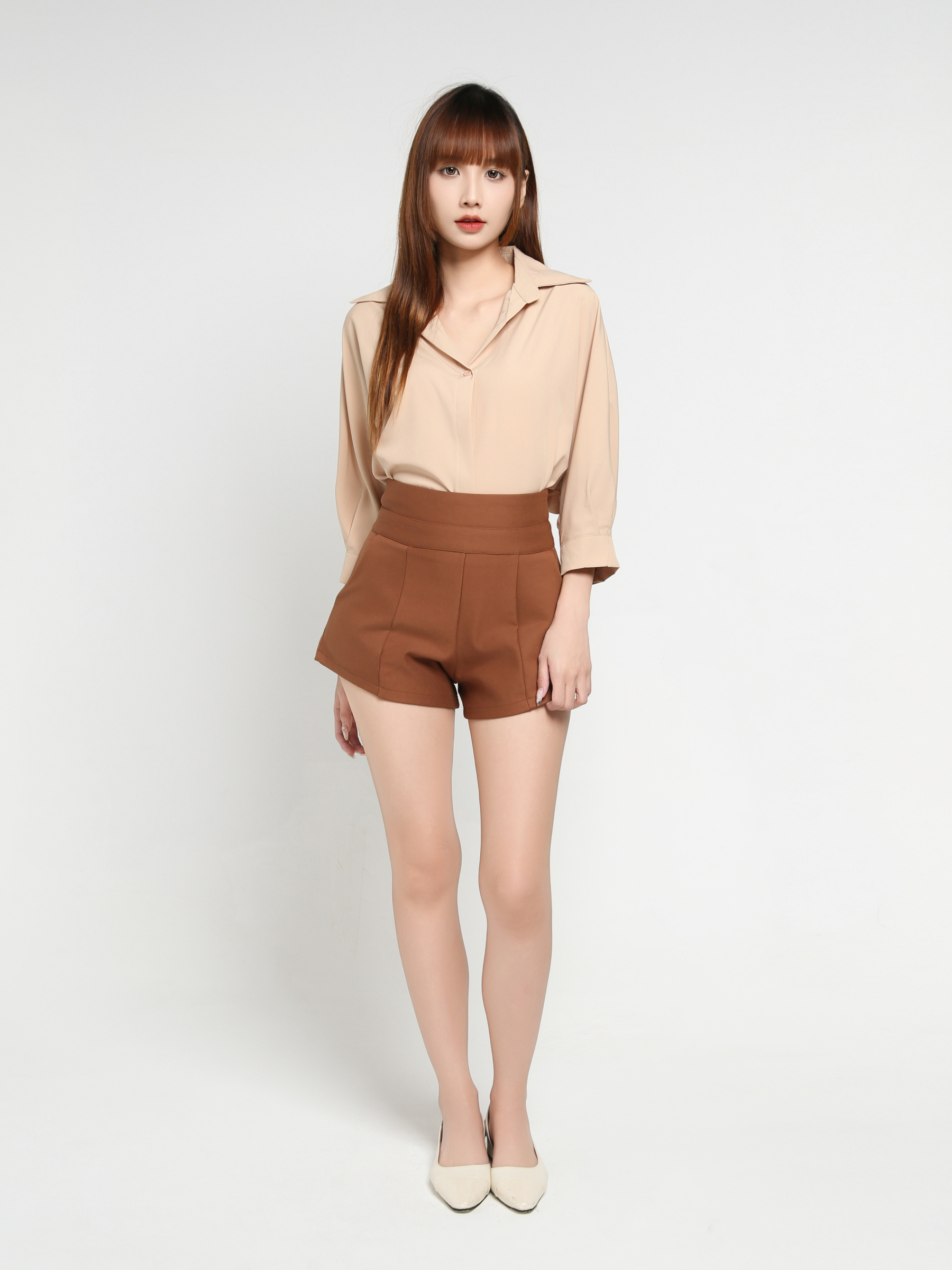 High Waist Back Zip Short Pants 35028