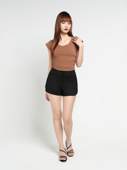 Cap Sleeve With Side Pleated Top 35142