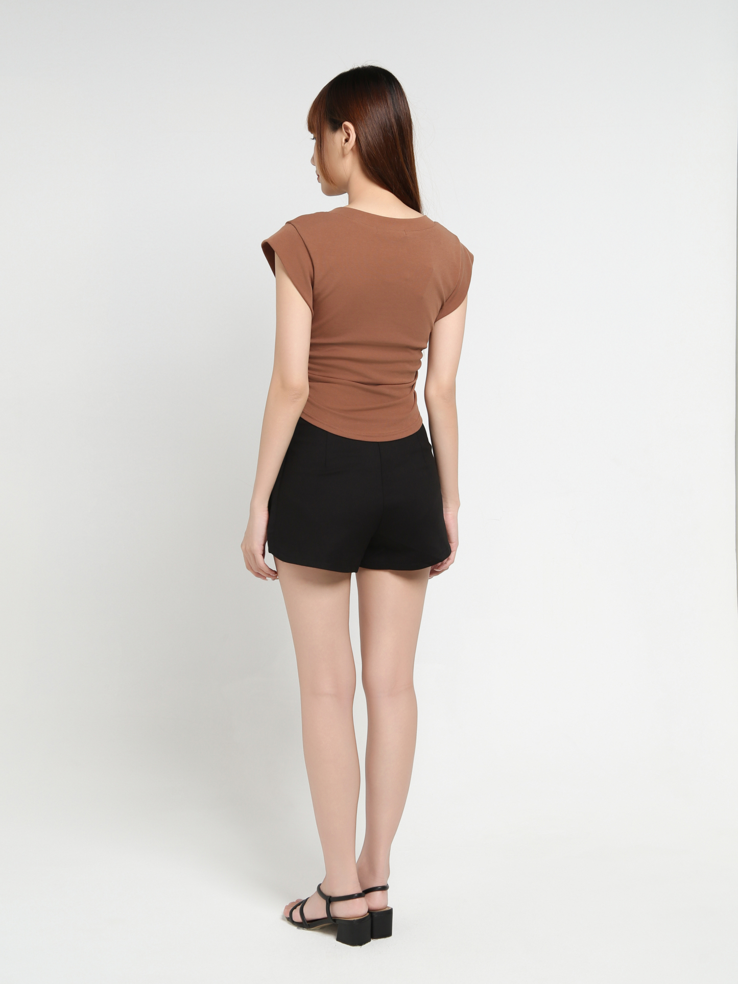 Cap Sleeve With Side Pleated Top 35142