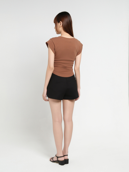 Cap Sleeve With Side Pleated Top 35142
