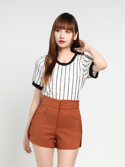 High Waist Front Pocket Short Pants 35105
