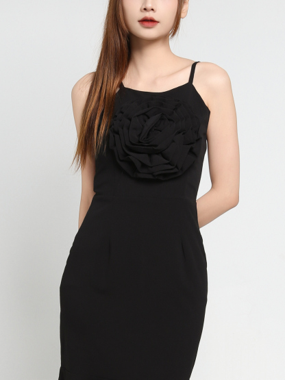 Sleeveless Front Flower Dress 35170