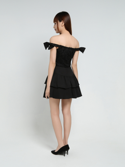 Off Shoulder Top With Skirt Pants Set 35173