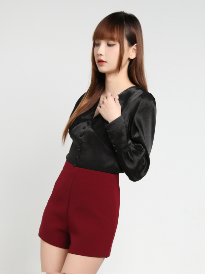 V Neck Front Button Blouse 35197