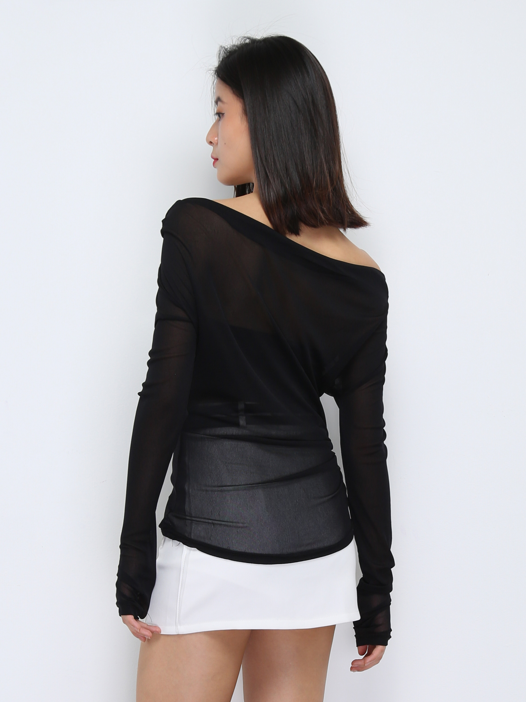 Boat Neckline Long Sleeve Top 36341
