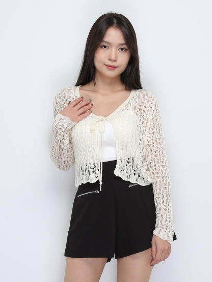 Knitted Eyelet Outerwear 36343
