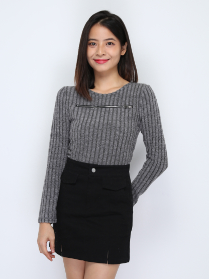 Knitted Front Zip Top 36345
