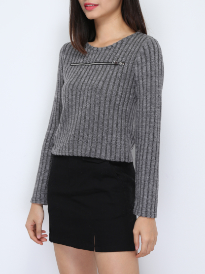 Knitted Front Zip Top 36345