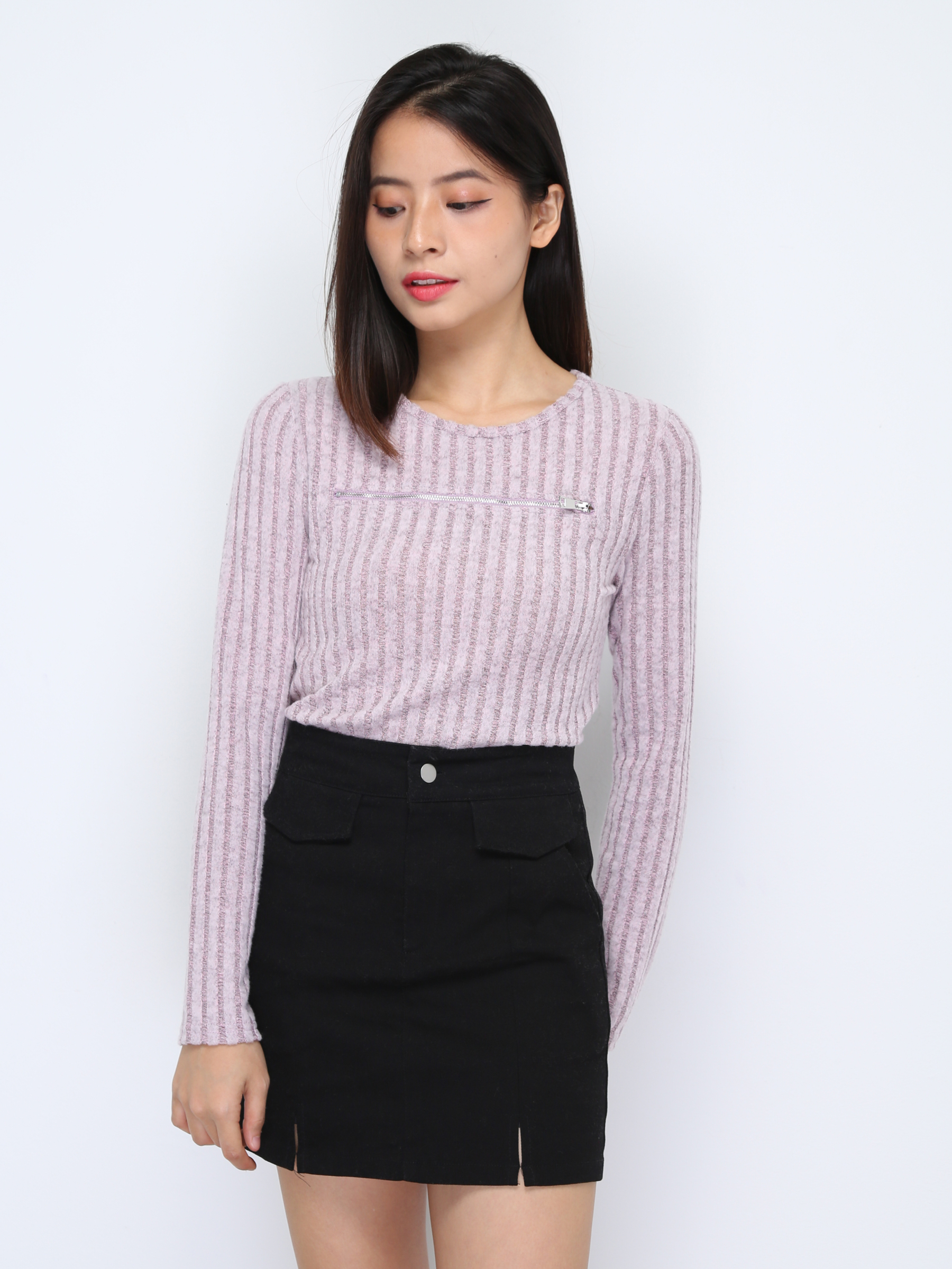 Knitted Front Zip Top 36345