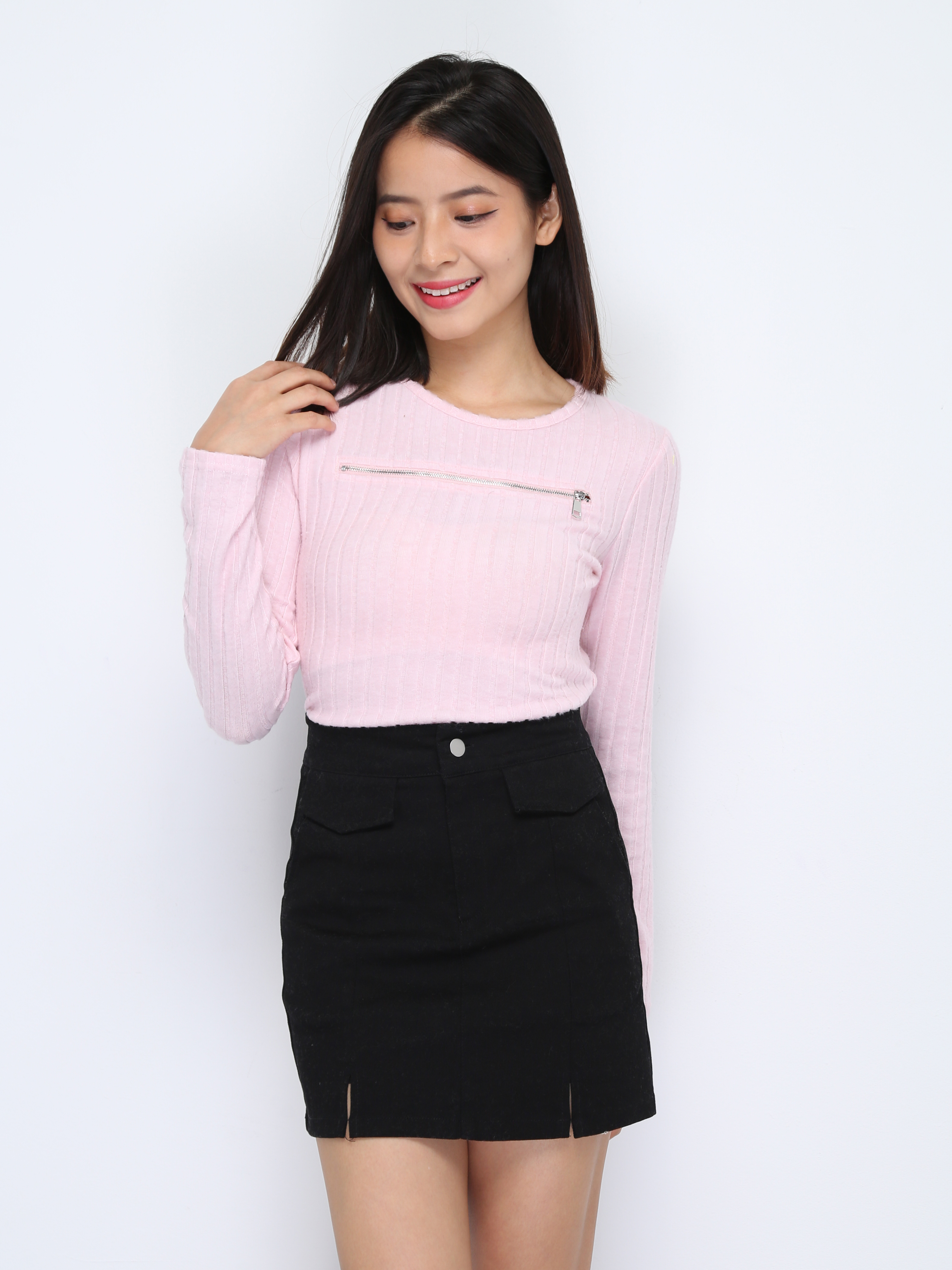 Knitted Front Zip Top 36345