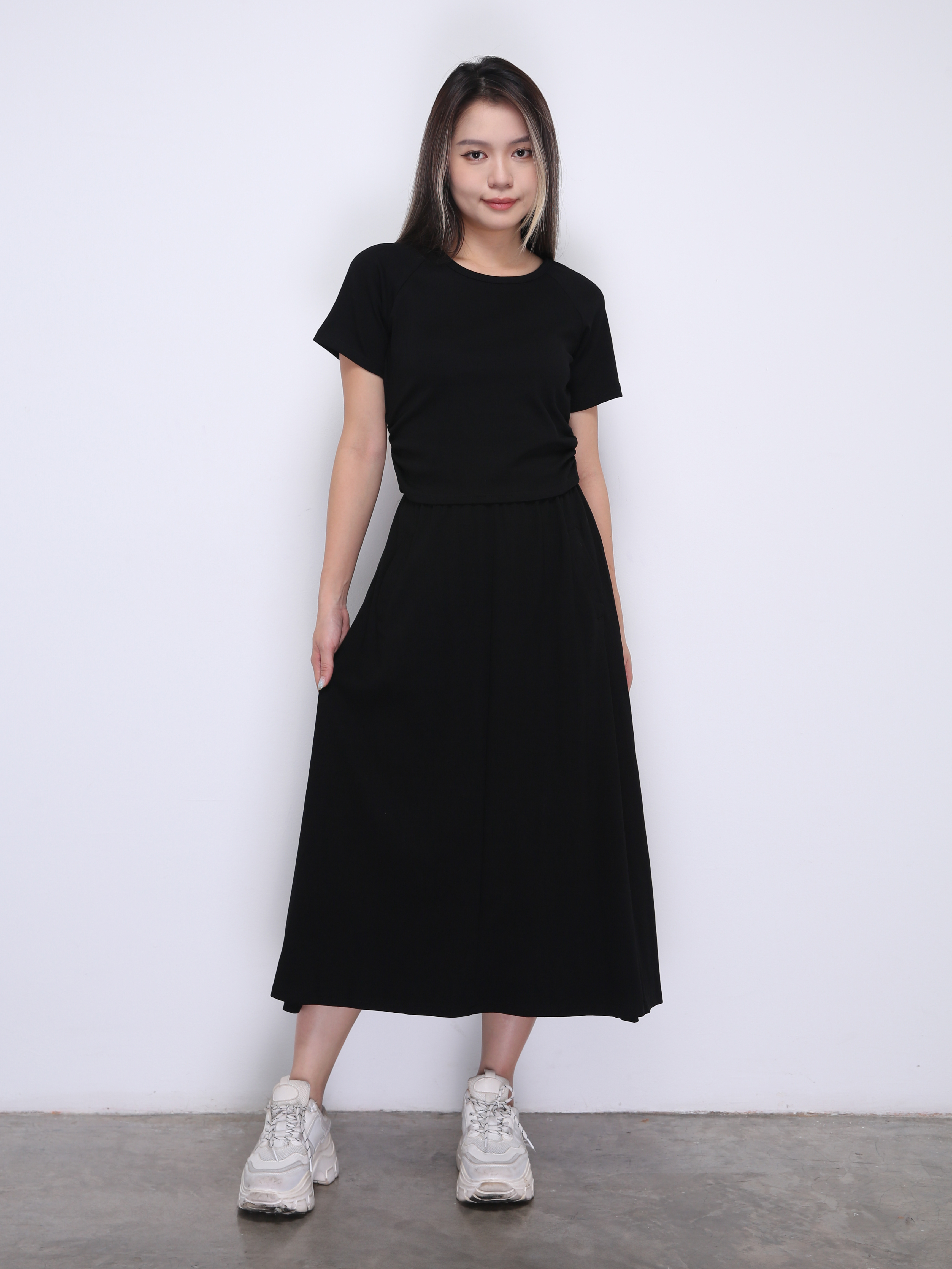 Short Sleeve Top With Long Skirt Set 36484