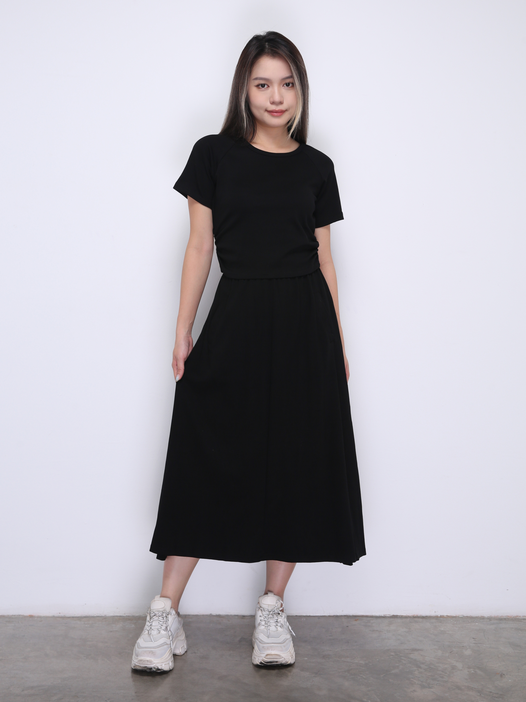Short Sleeve Top With Long Skirt Set 36484