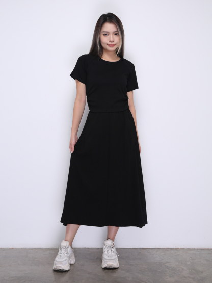 Short Sleeve Top With Long Skirt Set 36484