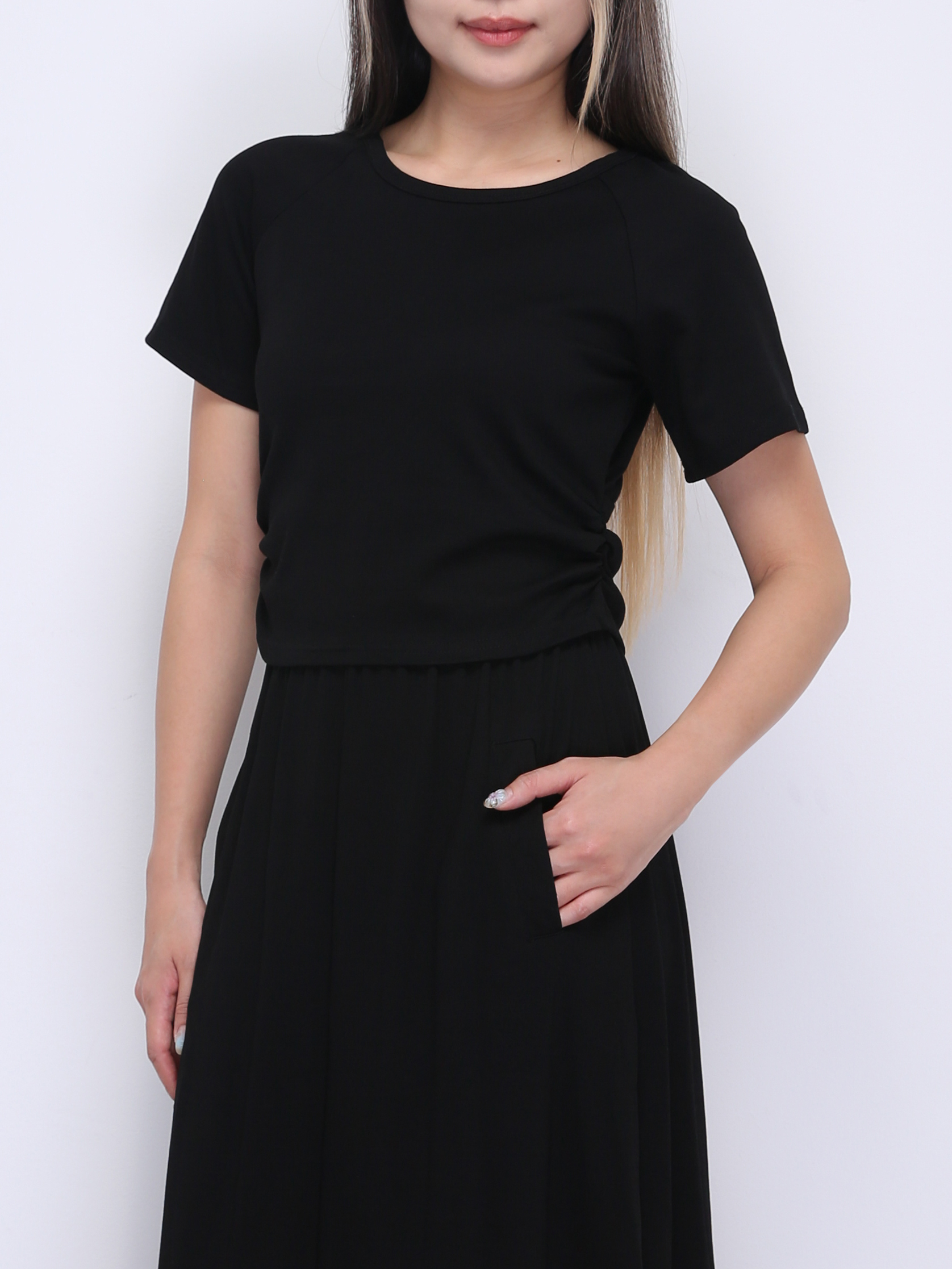 Short Sleeve Top With Long Skirt Set 36484