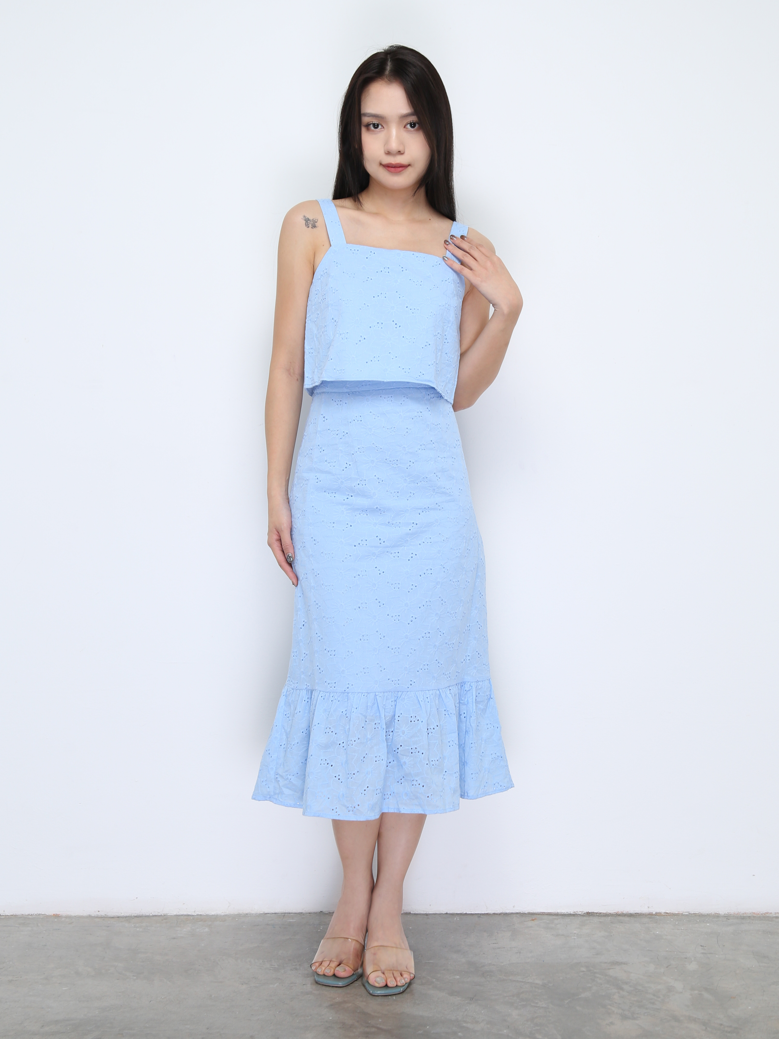 Sleeveless Top With Long Skirt Set 36695