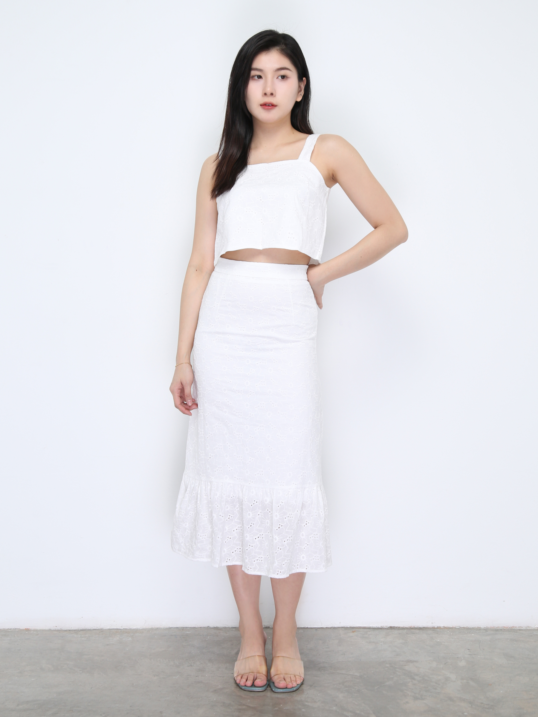 Sleeveless Top With Long Skirt Set 36695