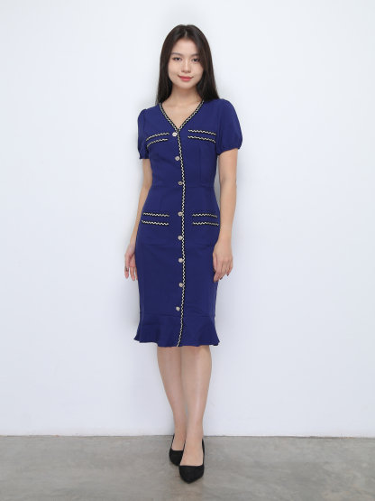 Short Sleeve Back Zip Dress 36909