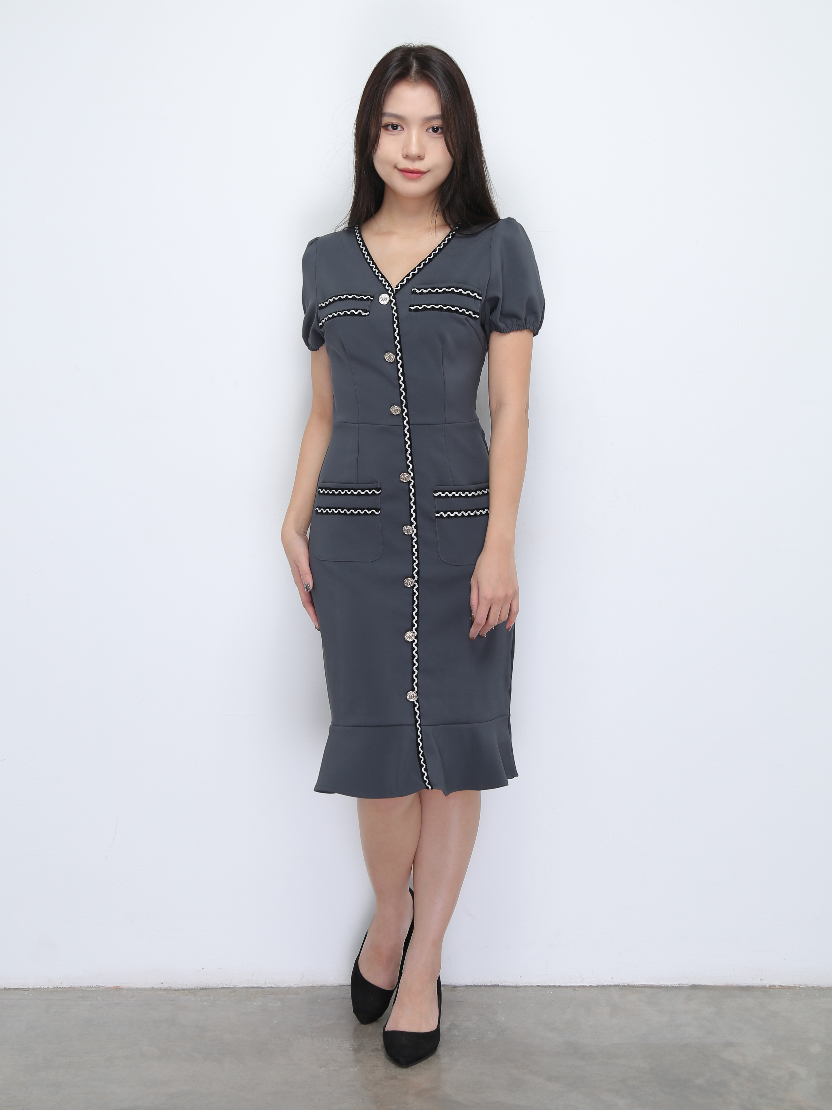 Short Sleeve Back Zip Dress 36909