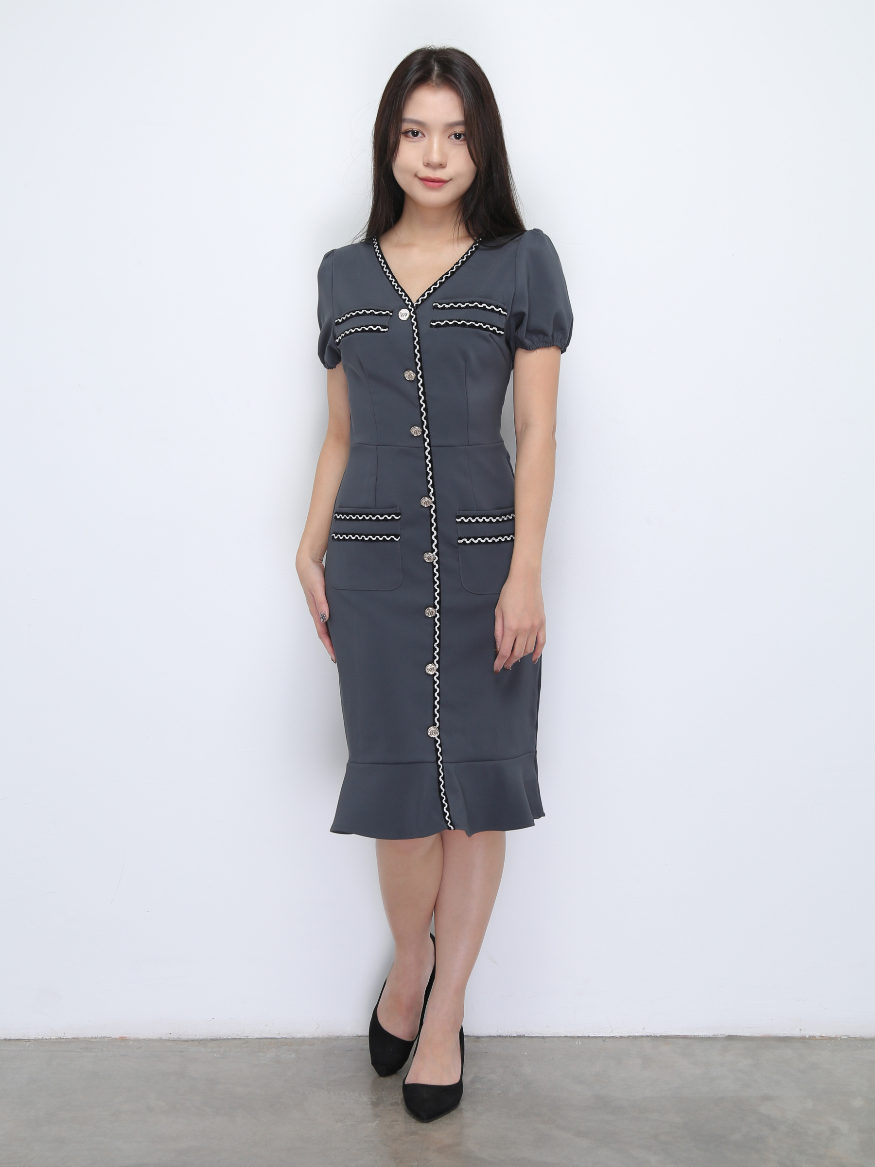 Short Sleeve Back Zip Dress 36909