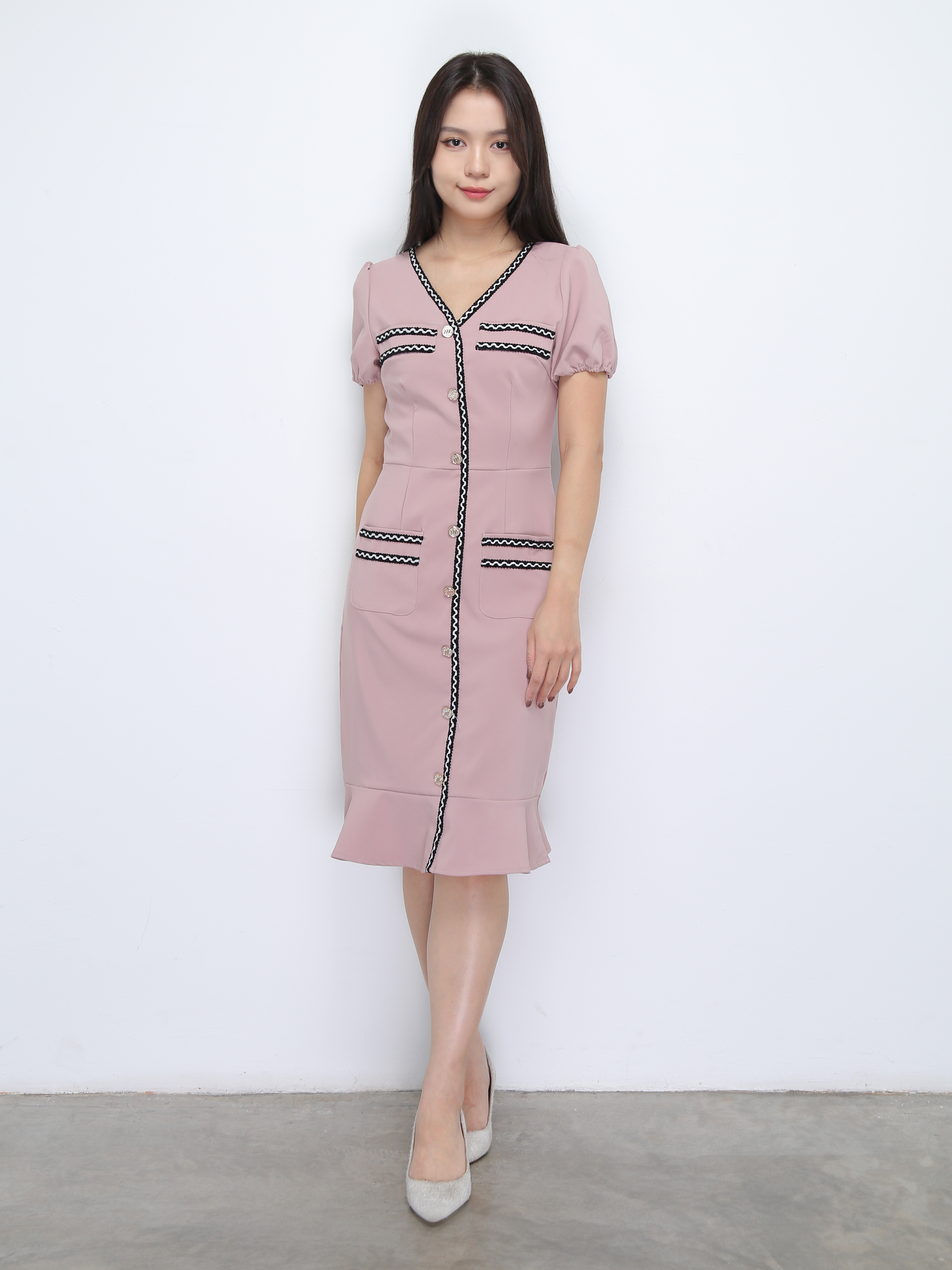 Short Sleeve Back Zip Dress 36909