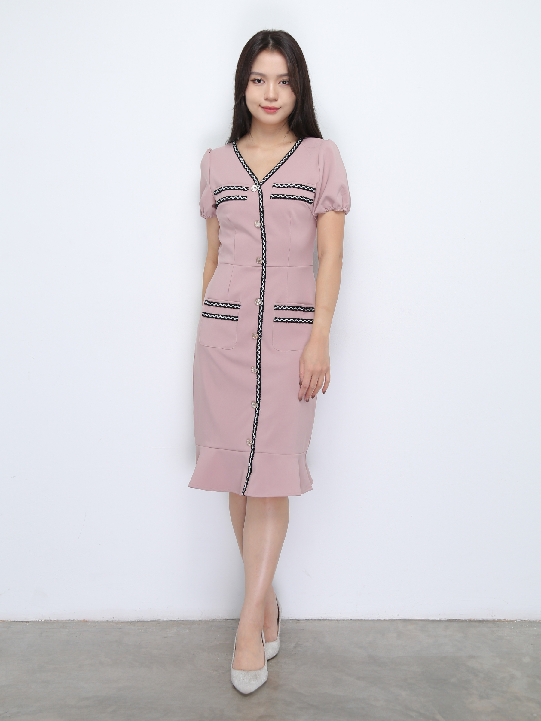 Short Sleeve Back Zip Dress 36909