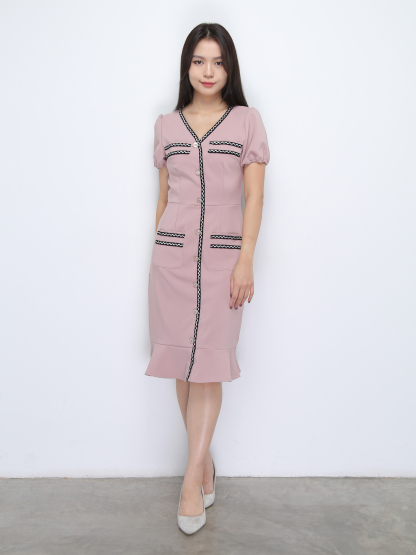 Short Sleeve Back Zip Dress 36909