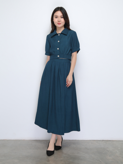 Short Sleeve Top With Long Skirt Set 36914
