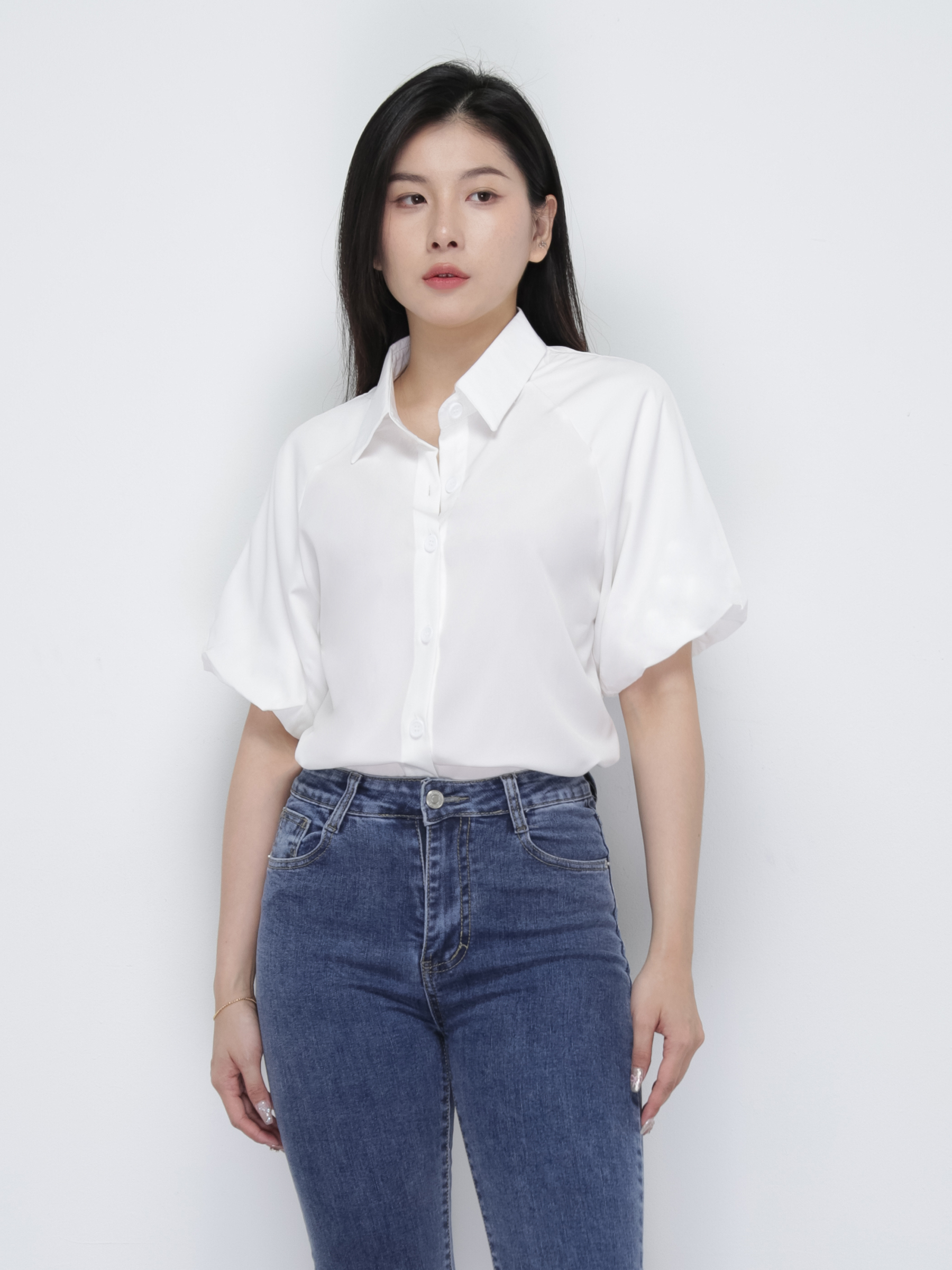 Short Sleeve Front Button Top 36915