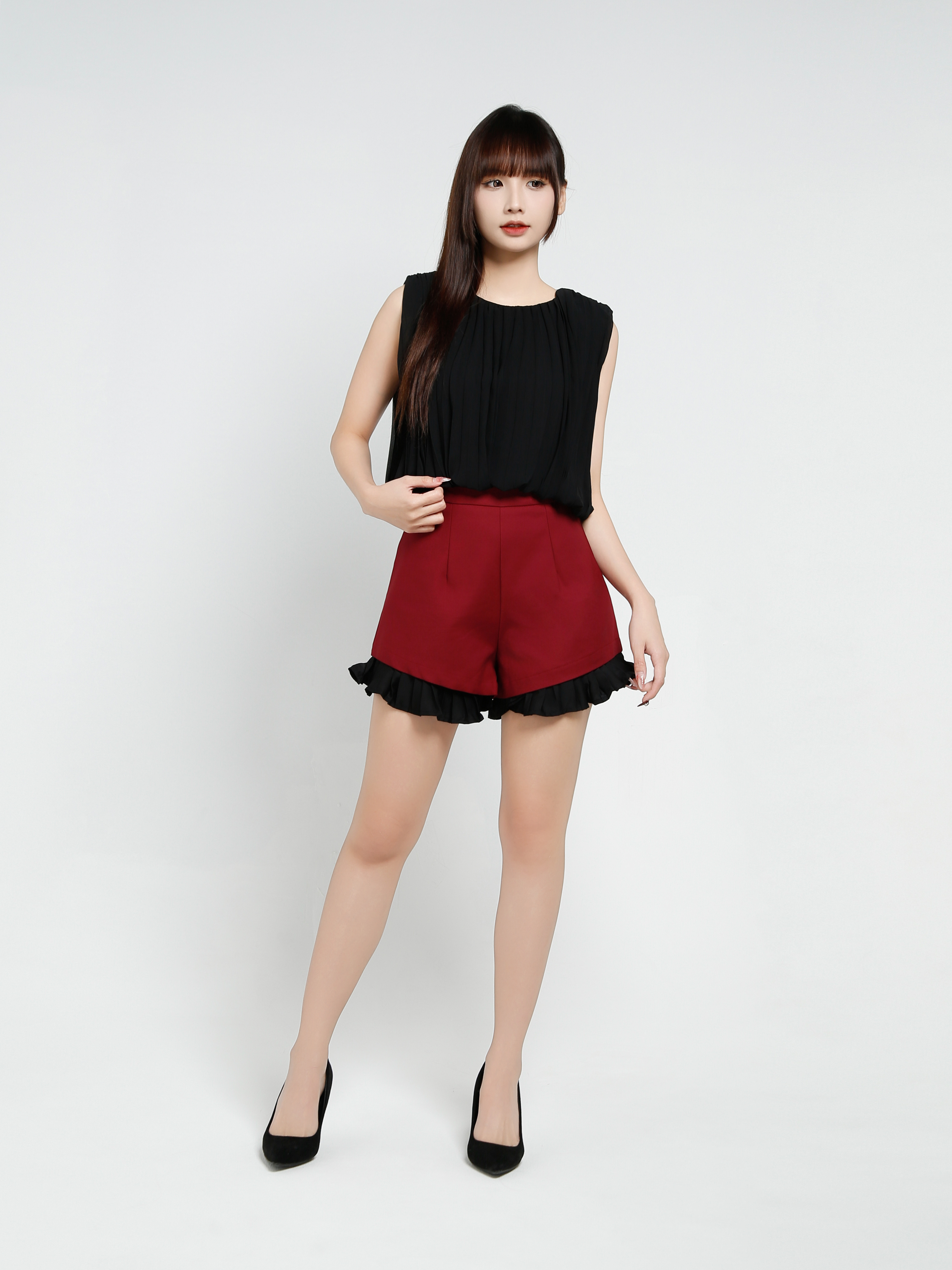 High Waist Ruffles Short Pants 37032