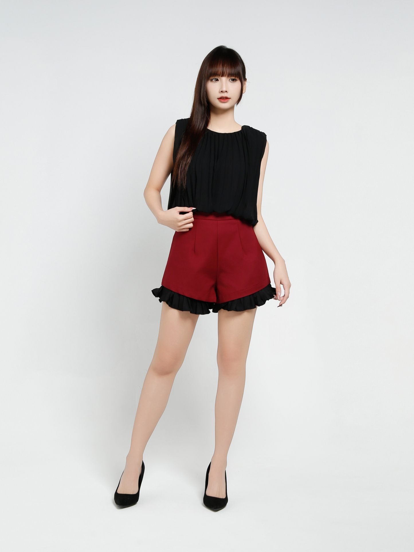 High Waist Ruffles Short Pants 37032
